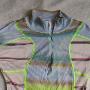Out From Under womens pastel multicolor striped tie dye long sleeve crop top